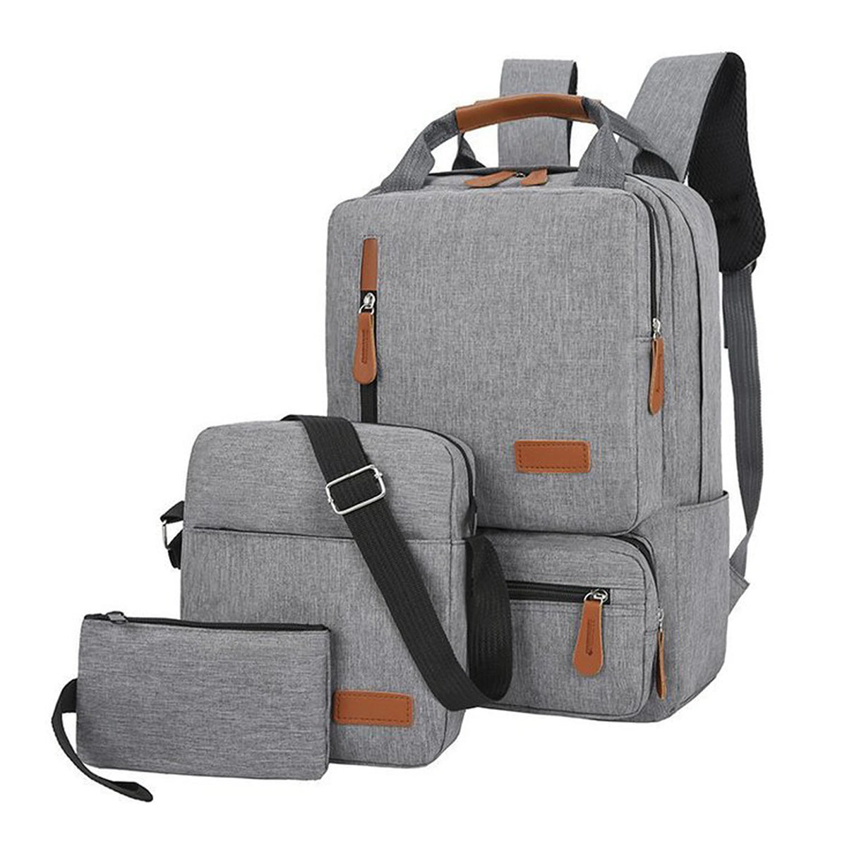 Conjunto de mochila para ordenador portátil para hombre y mujer, bolso de hombro con bolsillo pequeño para viaje, escuela, negocios, trabajo y Universidad, 3 piezas