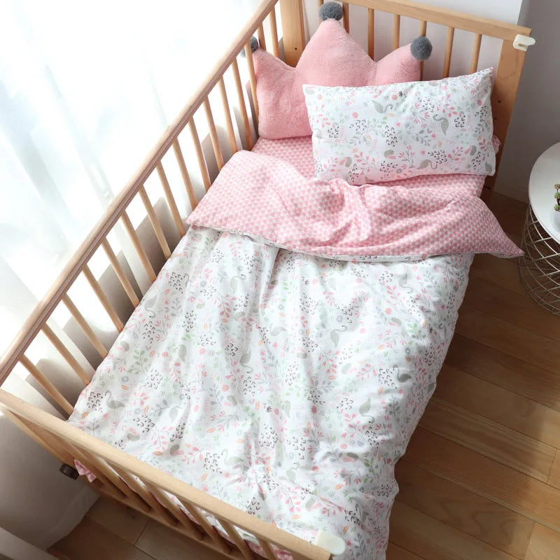 Juego de cama para cuna de bebé, ropa de cama de algodón, kit de cuna para niño y niña, incluye funda de almohada, funda nórdica, decoración para habitación de niños, 3 uds.