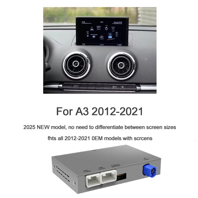 CarPlay inalámbrico para Audi A3 S3 8V Q2 2013-2018 Android Auto con tinta de espejo AirPlay cámara inversa funciones de navegación