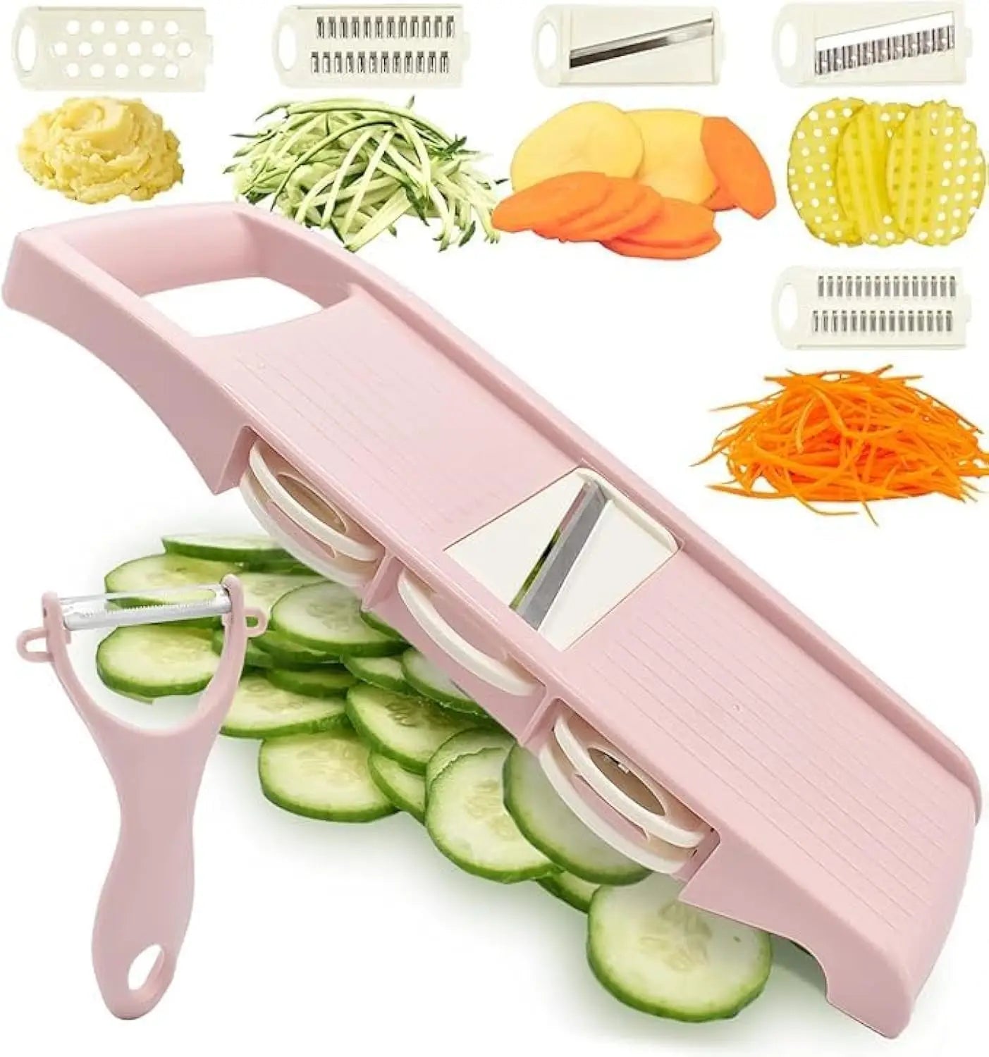 Picadora de verduras multifuncional 5 en 1, picadora de cebolla, picadora de alimentos, rebanadora de mandolina de cocina, cortador de verduras