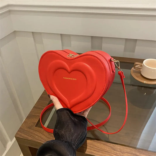 Bolsos cruzados con forma de corazón a la moda para mujer, diseño exclusivo, color sólido, bolso de hombro para mujer, bolsos ligeros para mujer