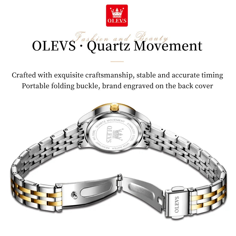 OLEVS-Reloj de cuarzo para mujer, cronógrafo sencillo, elegante y Original, resistente al agua, luminoso, con fecha, caja de regalo roja