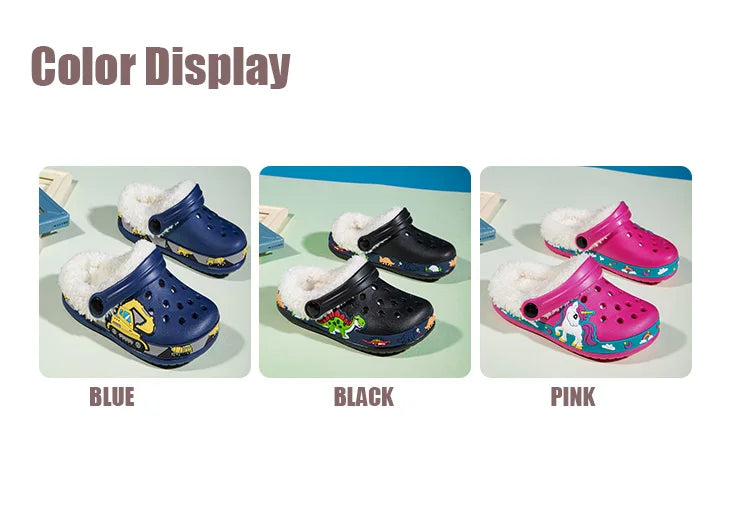 Sandalias de invierno para niños, zapatillas de piel para niños, zapatos para niñas, zuecos antideslizantes, sandalias bonitas de dibujos animados para niñas, zapatos para niños