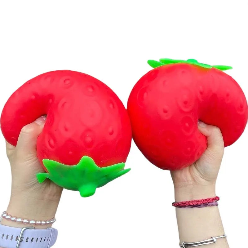 Juguete Blandito Gigante de Fresa, Tamaño Extra Grande, Juguetes Sensoriales de Fresa de Levantamiento Lento, Bola Moldeable para Aliviar el Estrés, Regalos para Adultos y Amigos