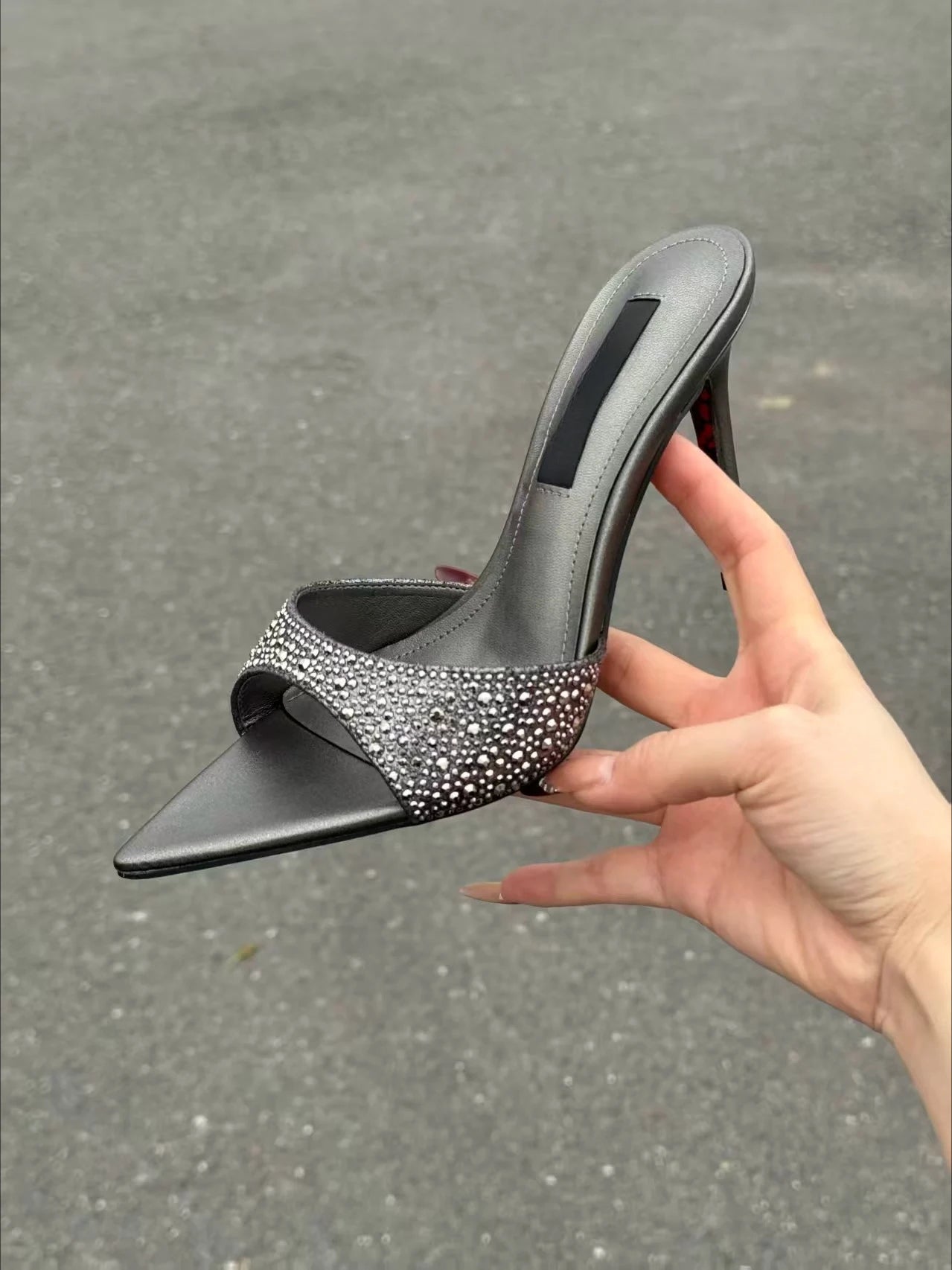 Yuejinlong - Sandalias de Tacón Alto con Punta Abierta y Pedrería, Elegantes para Fiestas y Bodas, Modelo 2026