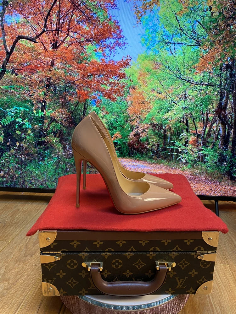 Nuevos Zapatos de Tacón Alto Clásicos de Charol de 12 cm, Modernos y Versátiles, Color Nude, Tacón Delgado de 10 cm, Tallas Grandes 33-46