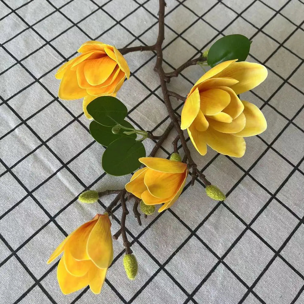Ramo de Magnolia de seda de flores artificiales, accesorios para fotos Diy, ramo de novia para boda, mesa, florero para fiesta, decoración del jardín al aire libre para el hogar