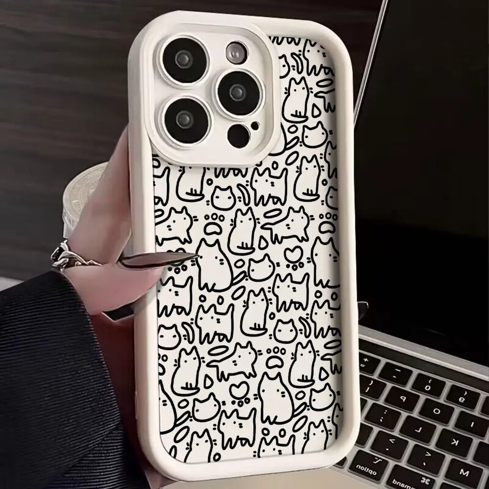 Funda de teléfono con dibujo de gatito negro para Xiaomi Redmi Note 13, 12s, 12, 11, 10, 9s, 9, 8, 7 Pro Plus, 4G, 5G, funda trasera suave de TPU