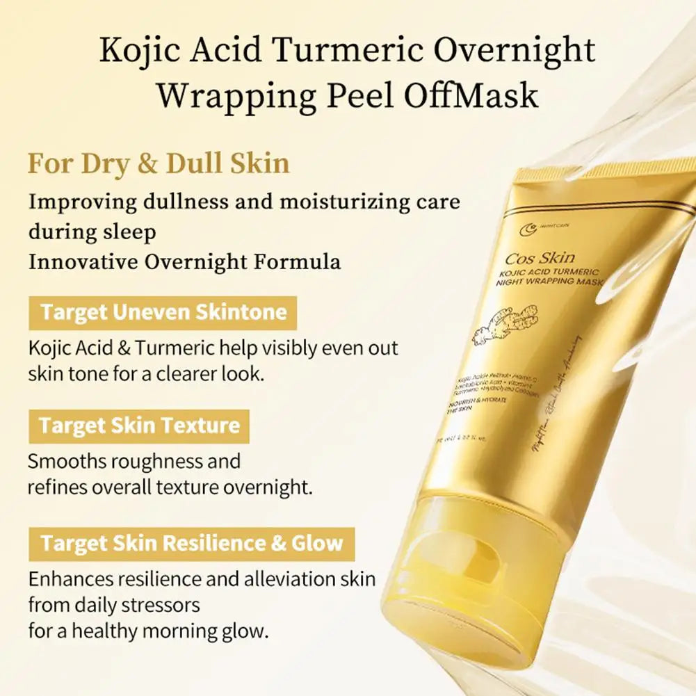 Kit de Mascarilla Nocturna Exfoliante con Ácido Kójico y Cúrcuma, Colágeno Hidrolizado Nutritivo, Piel Radiante, Reafirmante y Revitalizante