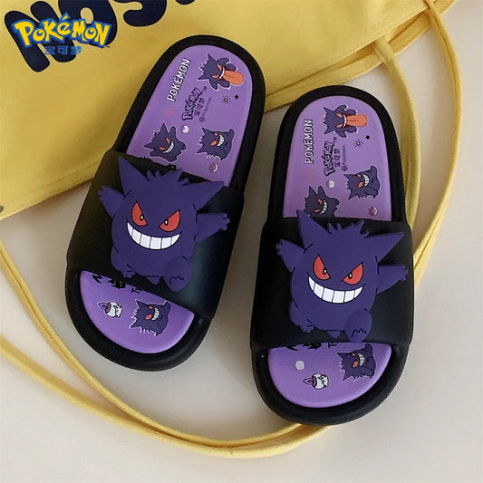 Kawaii Pokemon Anime periféricos Gengar dibujos animados sandalias al aire libre verano casa zapatos chanclas regalo de cumpleaños