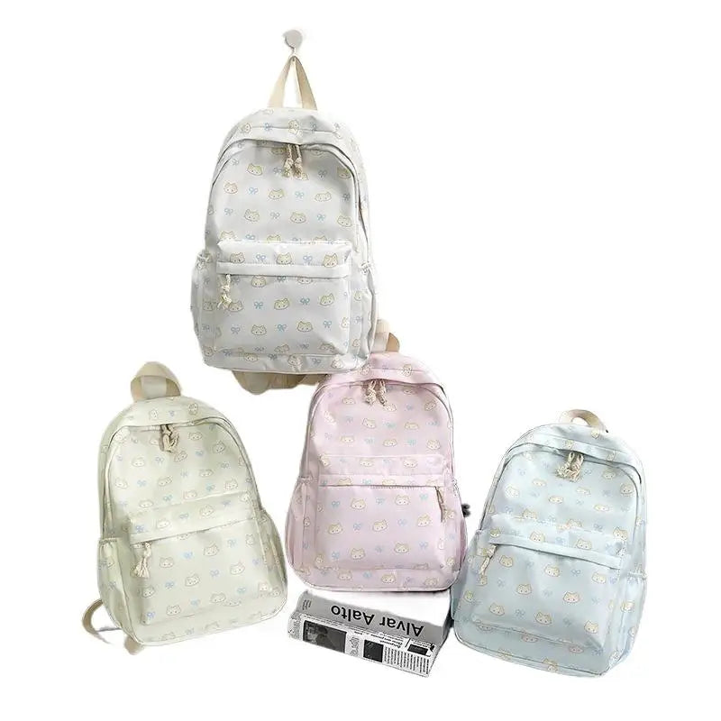 Mochila con estampado de gato de dibujos animados, mochila escolar para estudiantes de gran capacidad, bolso femenino delicado a la moda, bolsas de viaje portátiles, regalos