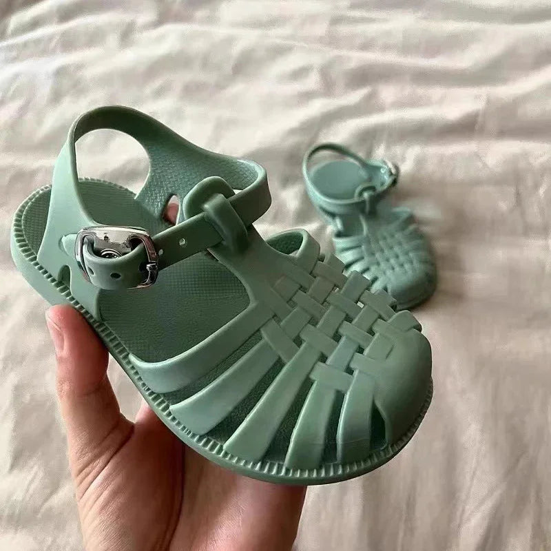 Sandalias de Playa para Niñas, Estilo Gladiador, Suaves, Antideslizantes, Tipo Jelly, Planas, Retro, Romanas, para el Verano