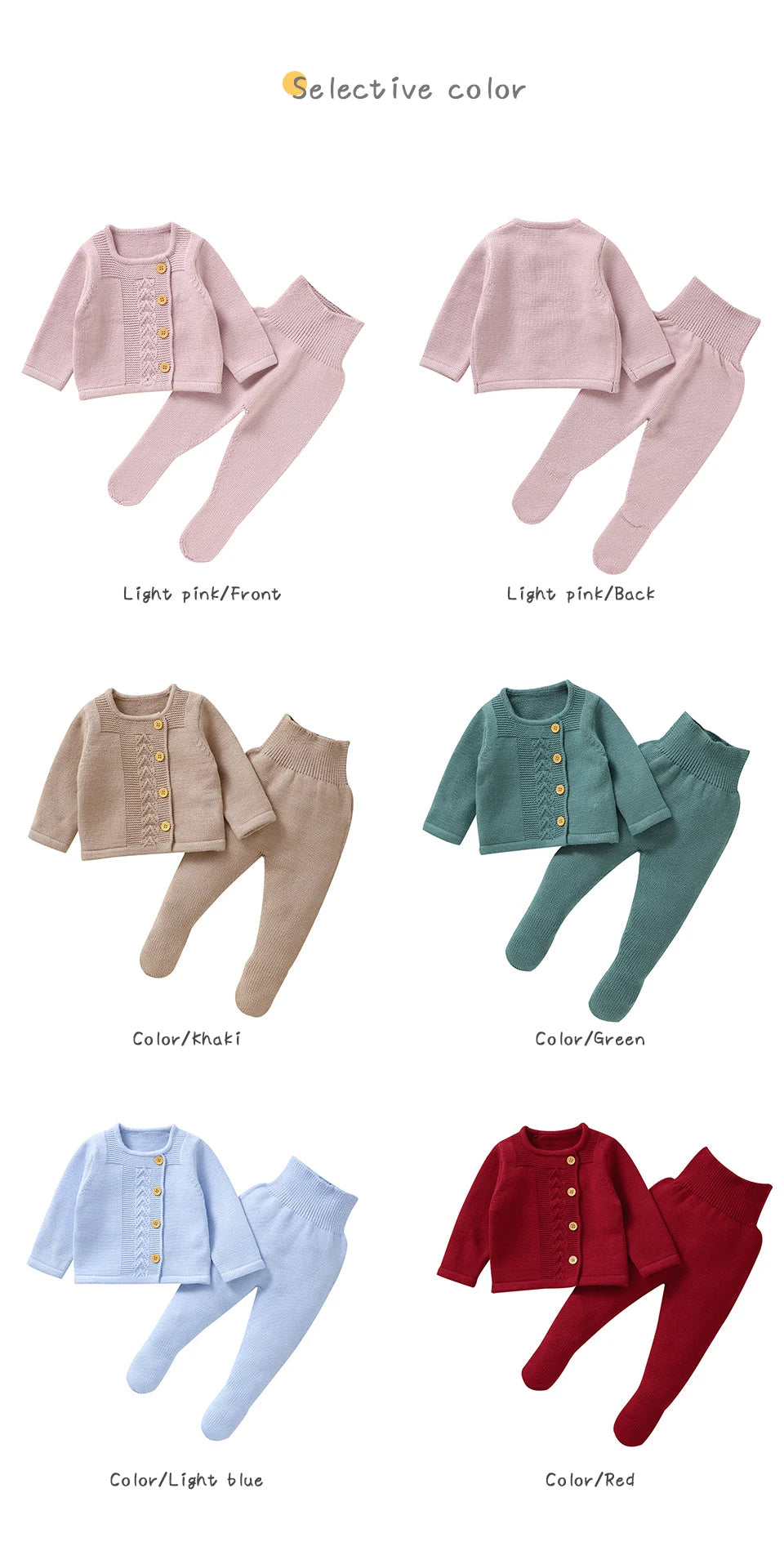 Conjuntos de ropa para niñas pequeñas, suéteres lisos de manga larga, cárdigans y pantalones, trajes tejidos para recién nacidos de 0 a 9m, chándales de 2 uds.