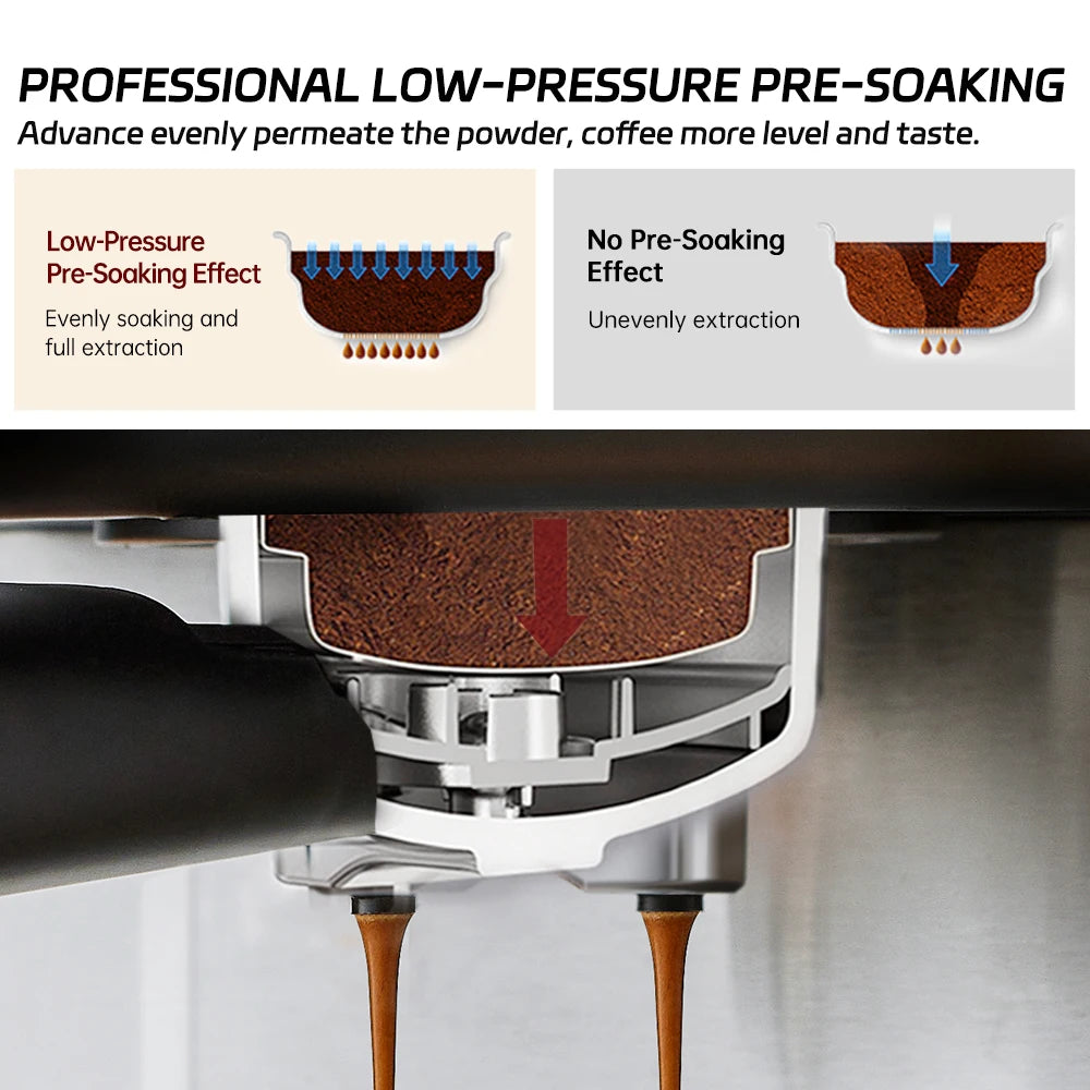 Cafetera Espresso Cafelffe de Acero Inoxidable con Vaporizador de Leche, Semiautomática, para Cappuccino, 20 Bares