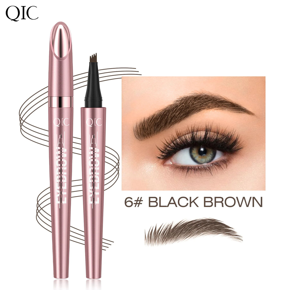 Lápiz de cejas con punta de 4 horquillas, Microblading 3D, resistente al agua, Color marrón oscuro, Color Natural, lápiz mágico para cejas de trazo fino, novedad de 2024