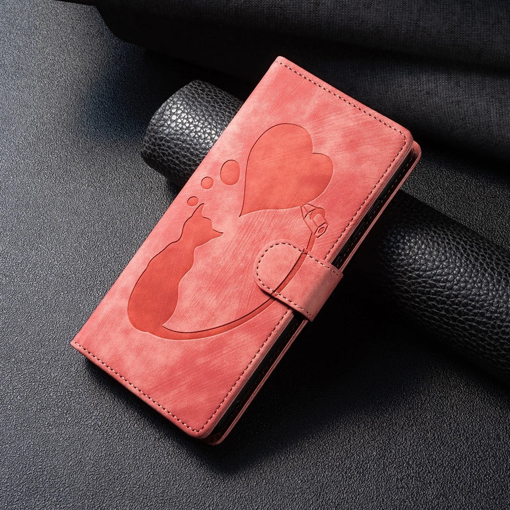 Funda tipo cartera de cuero con diseño de gato y mariposa para iPhone 17, 15, 16, 14, 13, 12, 11 Pro Max, iPhone 15 Plus