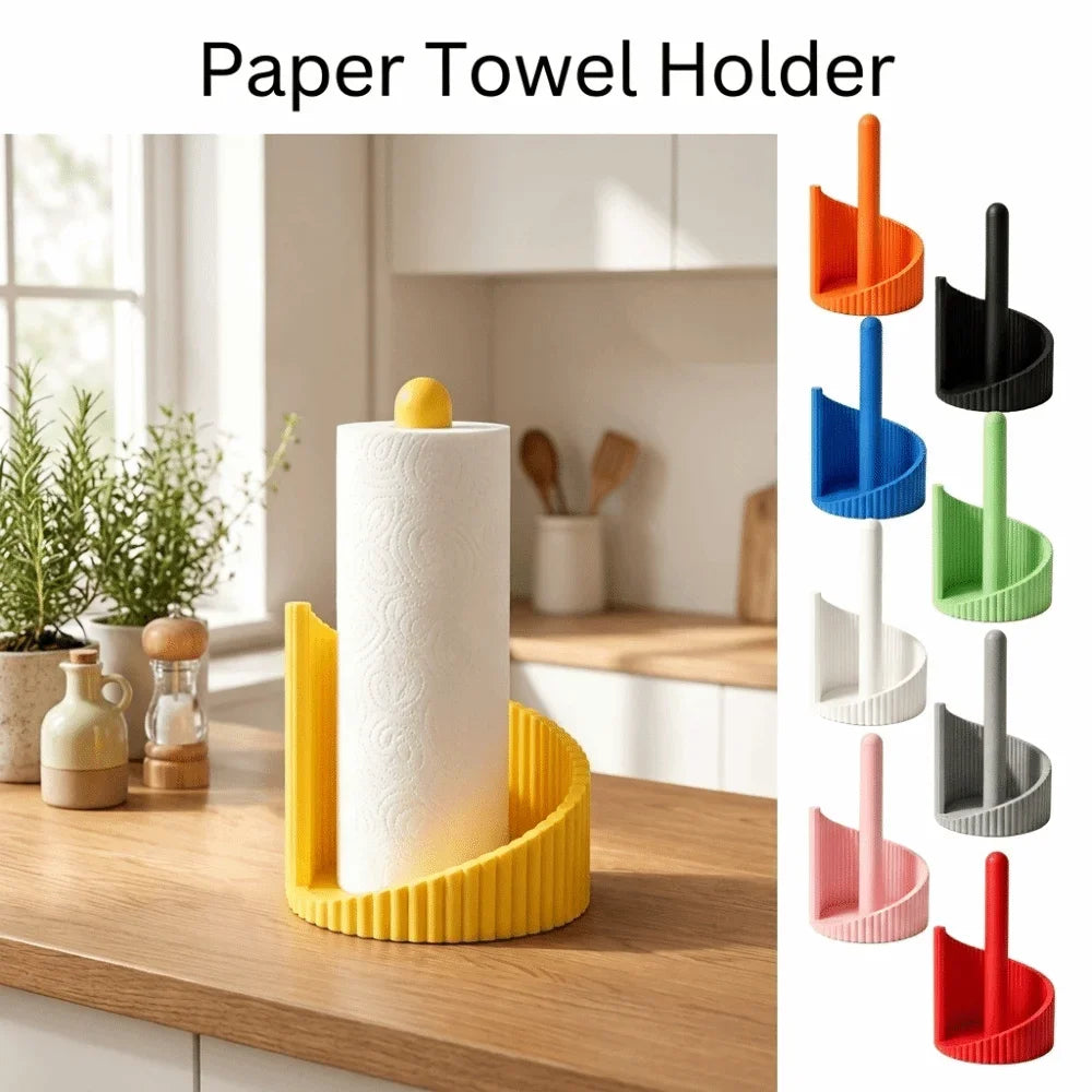 Dispensador de toallas de papel para impresión 3D, de pie, estable, para la cocina, que ahorra espacio y ofrece un sistema sencillo para guardar rollos de papel.