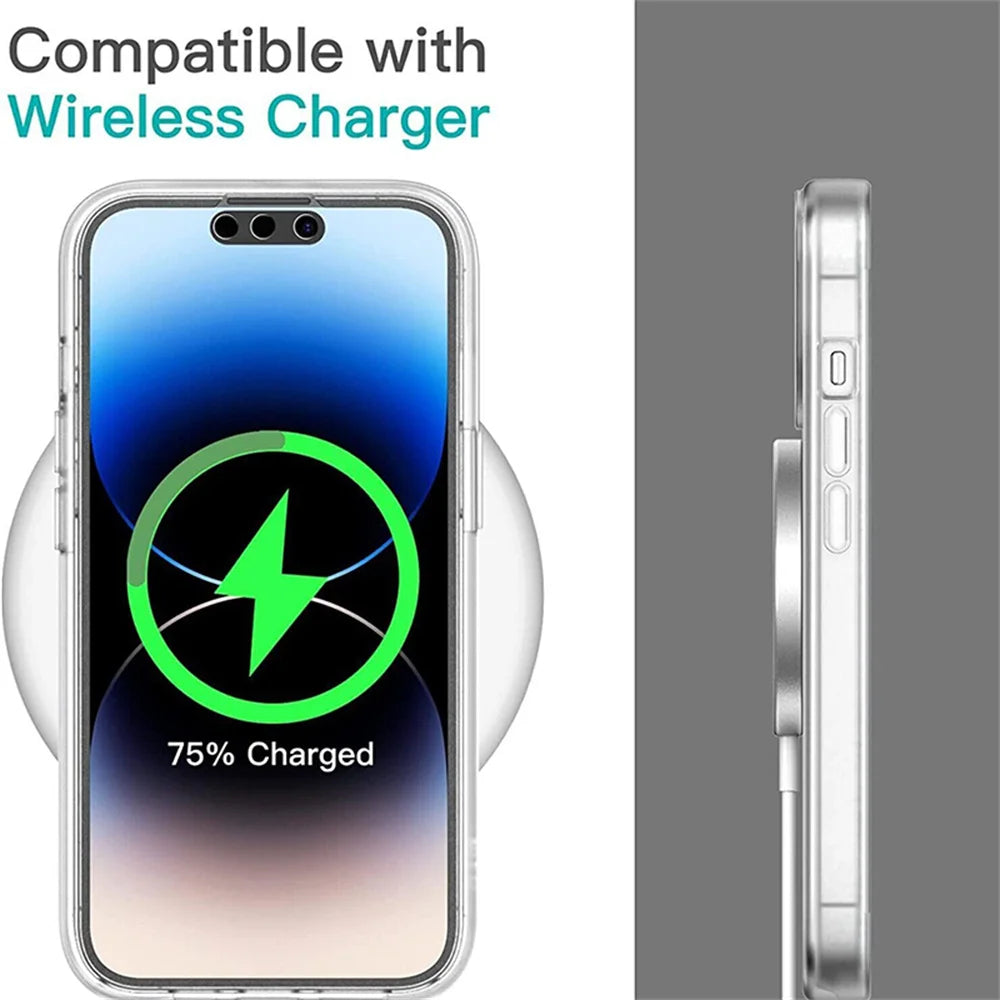 Funda protectora transparente frontal y trasera de cuerpo completo 360 para iPhone 17 16 15 12 13 14 11 Pro XS Max 7 8 Plus, funda trasera dura suave