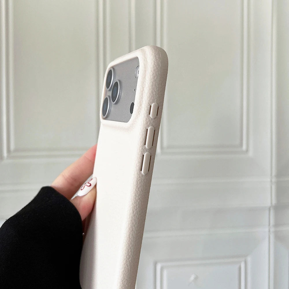 Funda de teléfono con textura de cuero de lujo para iPhone 17 Pro Max 17 Air 16 Plus 15 14 13 12 11 Pro Max, carcasa suave de TPU a prueba de golpes