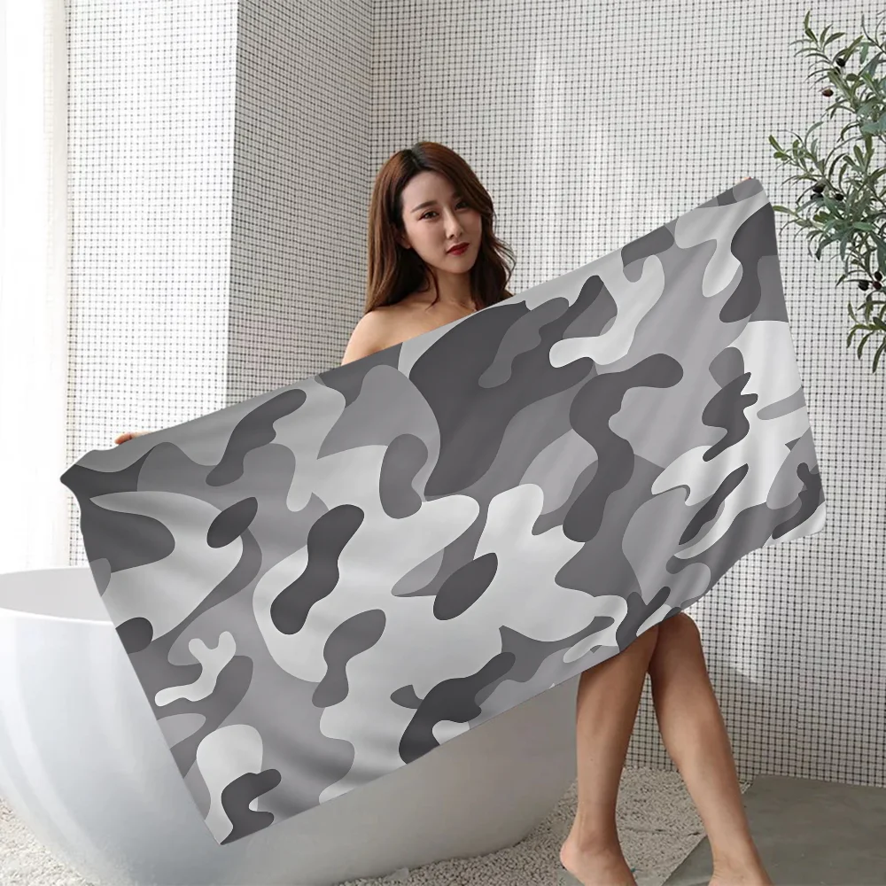 Toalla de playa de microfibra con patrón de camuflaje, toalla de playa de microfibra, absorbente, secado rápido, suave, Yoga, complejo turístico, montaña