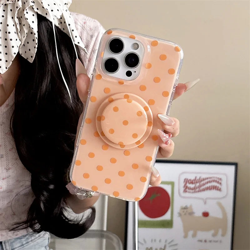 Funda de teléfono magnética Simple de lunares para iPhone 16 Pro 15 14 Pro Max 15 funda Promax con soporte Magsafe fundas bonitas a prueba de golpes