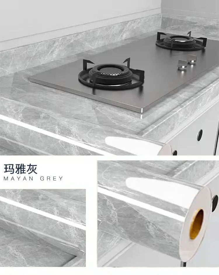 Papel tapiz adhesivo de pared de 80cm de ancho, lámina impermeable a prueba de aceite, pegatina decorativa de mármol, papel decorativo para renovación de baño y cocina
