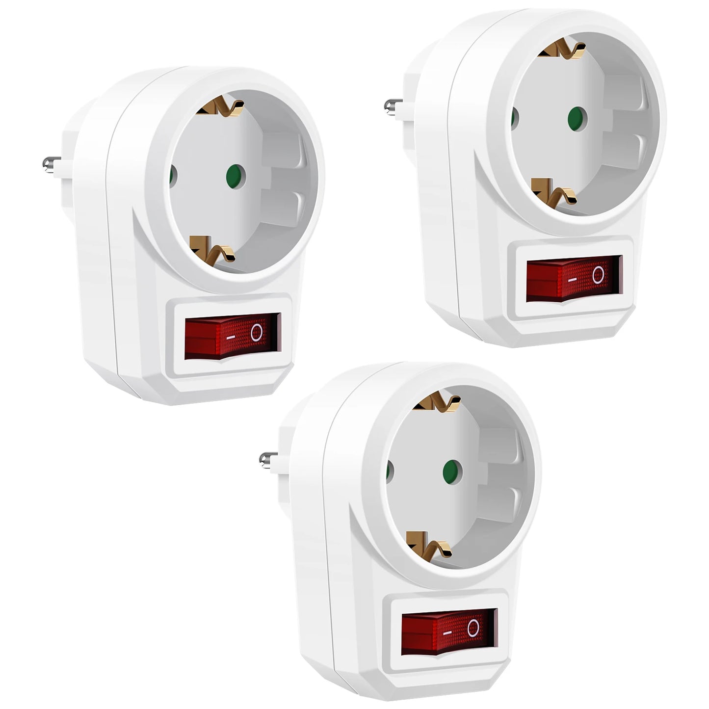 Adaptador de enchufe estándar europeo con interruptor de encendido/apagado, 16A, 250V, enchufe de conversión de la UE, toma de corriente portátil, 1/2/3 Uds.