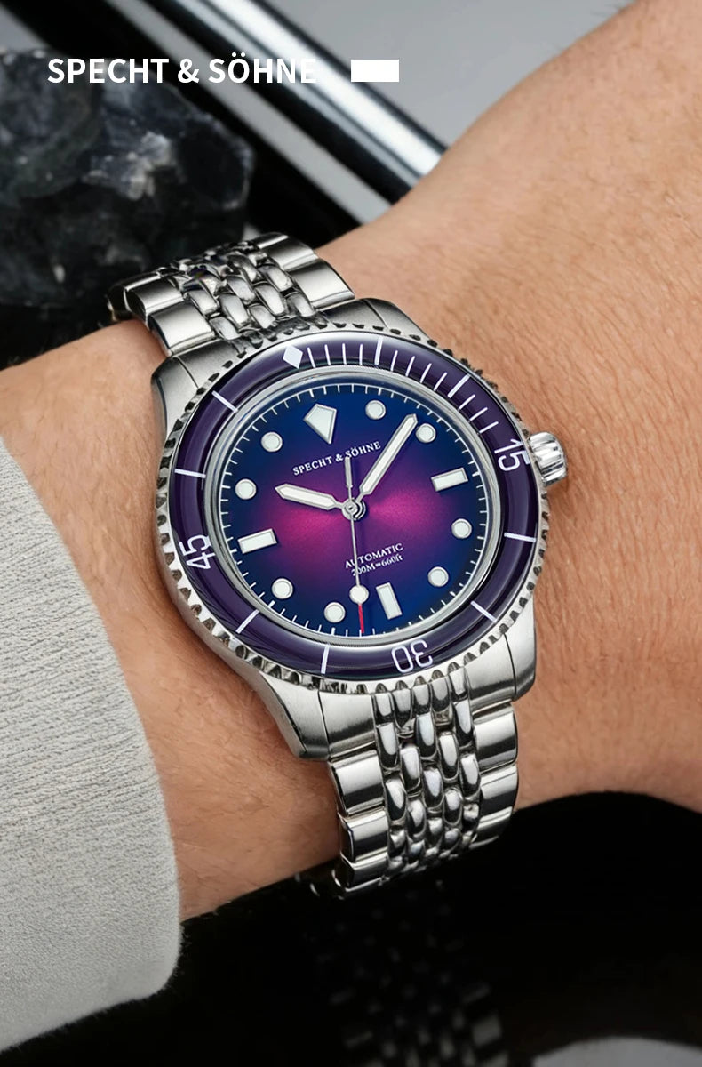 Nuevo Reloj de Buceo para Hombre Specht & Söhne 2026, 39 mm, Vintage, Automático, Mecánico, Cristal de Zafiro, Luminoso BGW, Resistente al Agua 200 m