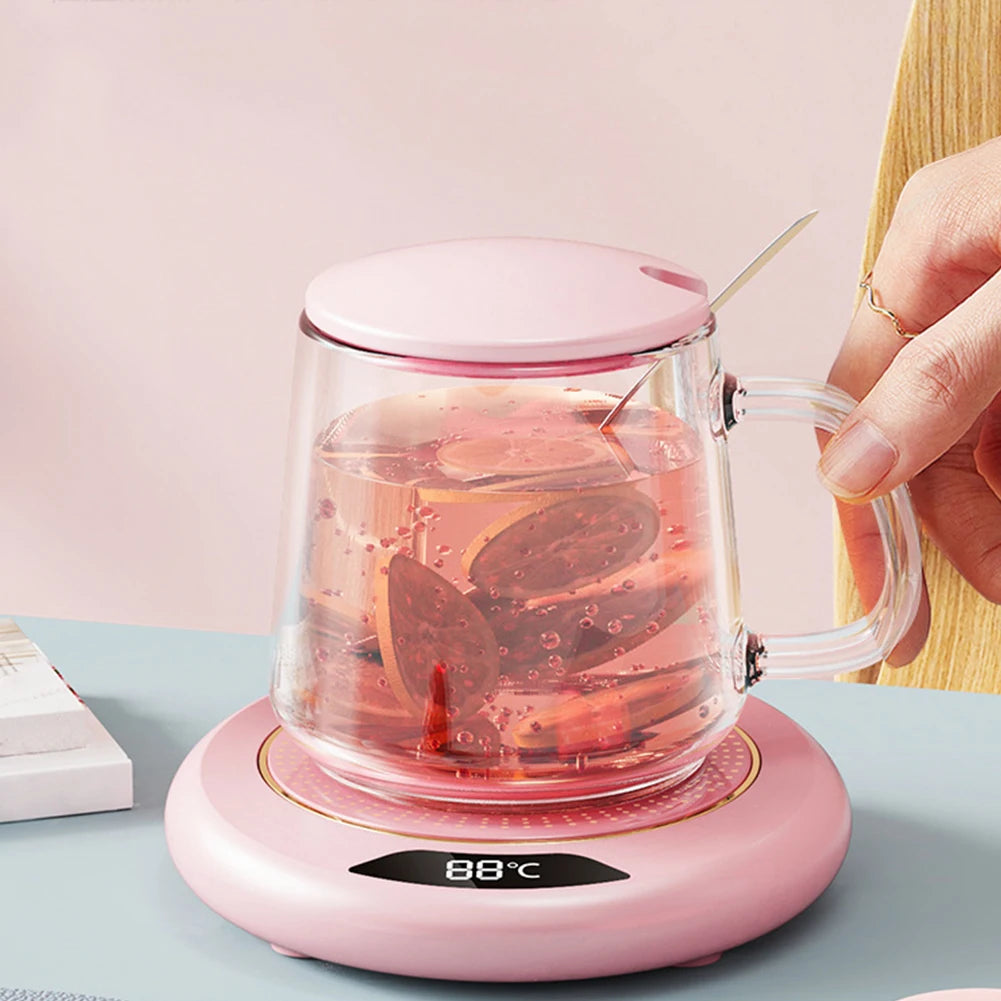 Calentador de Tazas de Café con Temperatura Ajustable, Posavasos Calefactor con 3 Ajustes de Temperatura, Calentador de Tazas de Escritorio con Apagado Automático, Calentador de Agua y Leche