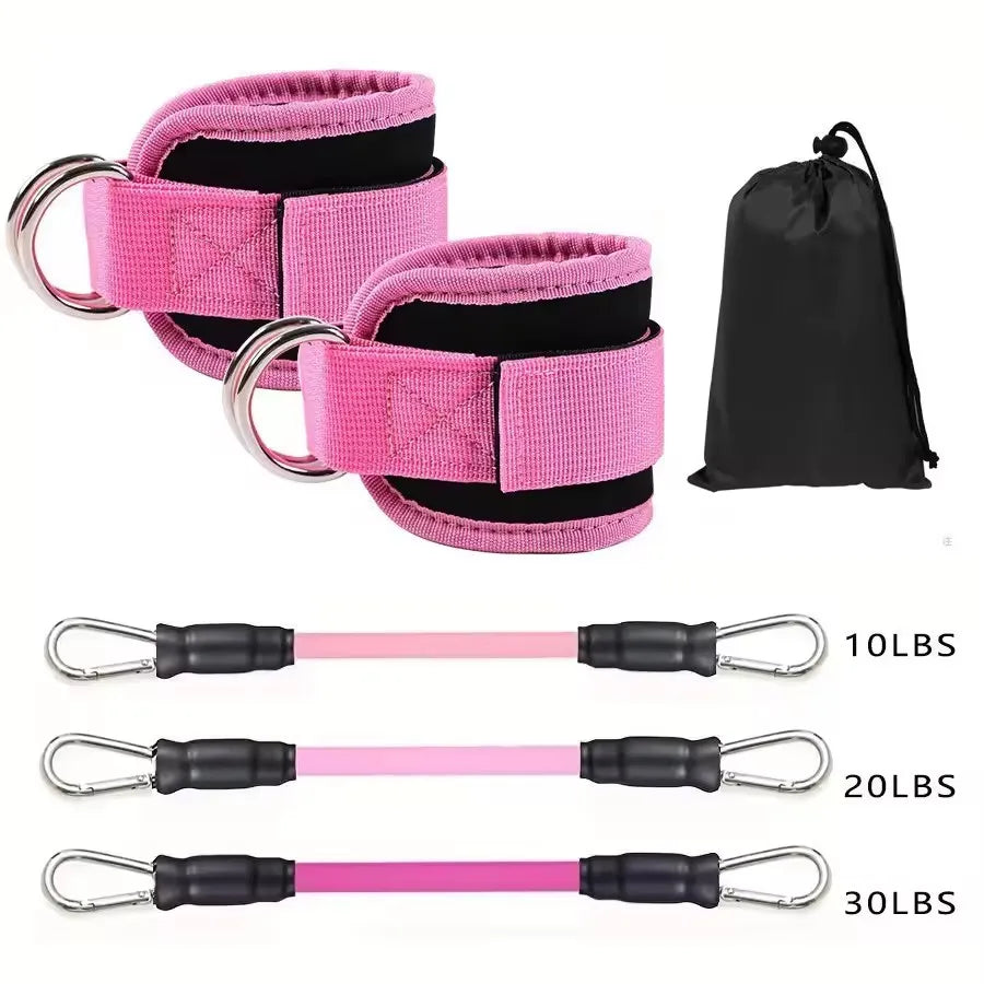 Juego de Bandas de Resistencia con Correas para Tobillos, Equipo de Ejercicio, Pesas para Tobillos, Banda Elástica de Yoga para Gimnasio, para Hombre y Mujer