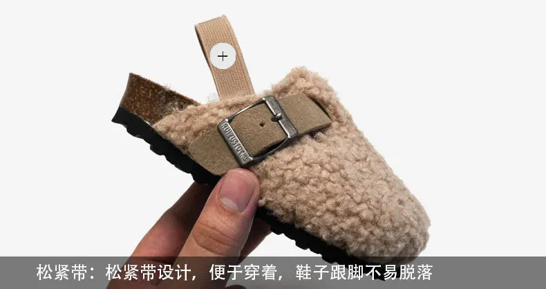 Sandalias de corcho para niños y niñas, zapatos de exterior de sandalias cálidas, calzado para preandador, otoño e invierno, novedad