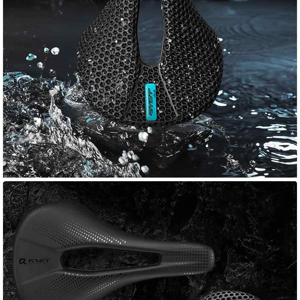 RYET-sillín de carbono para bicicleta con estampado 3D, 140mm, 142mm, superligero, para carreras de montaña, EVA, cojín para asiento de bicicleta, pieza de asiento para ciclismo