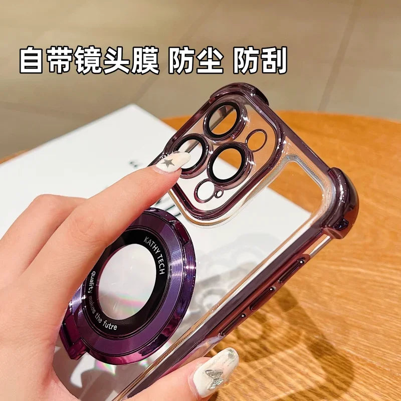 Para Realme 15 Pro 5G cuatro esquinas a prueba de golpes funda de teléfono de silicona para Realme15 14 Pro Plus soporte magnético transparente cubierta de TPU