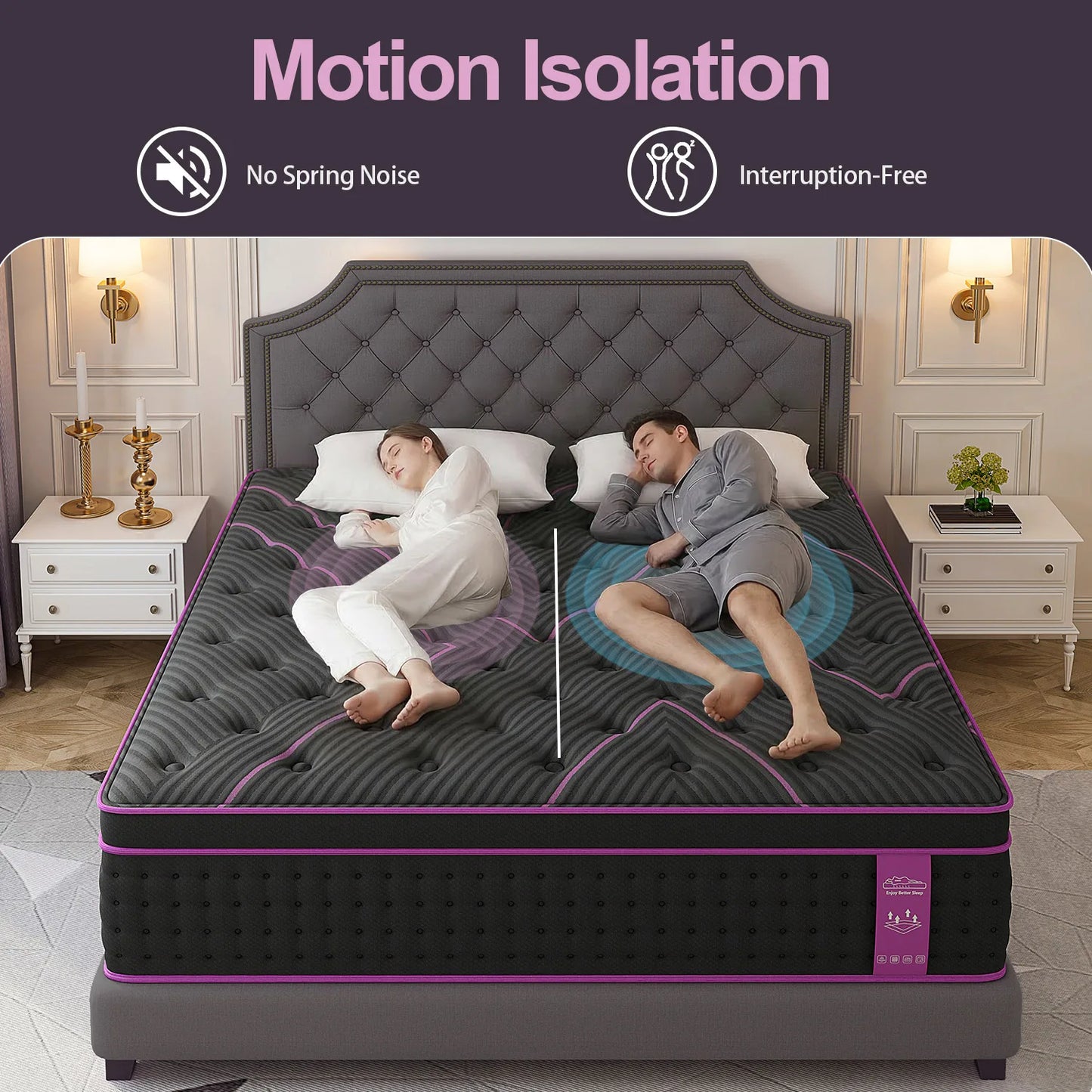 Medium Firm Hybrid Mattress in a Box 12/14 Inch Gel Memory Foam Pocket Spring Fiberglass-Free Cooling Motion Isolation