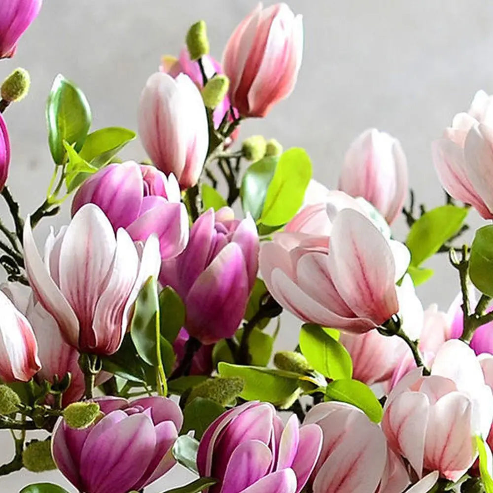 Ramo de Magnolia de seda de flores artificiales, accesorios para fotos Diy, ramo de novia para boda, mesa, florero para fiesta, decoración del jardín al aire libre para el hogar