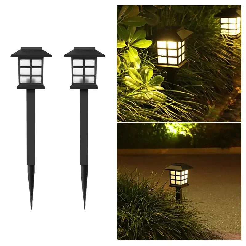 Paquete de 2 luces solares para caminos, lámpara Solar para exteriores, iluminación de paisaje impermeable para jardín, Patio, pasarela, entrada, decoración de acampada