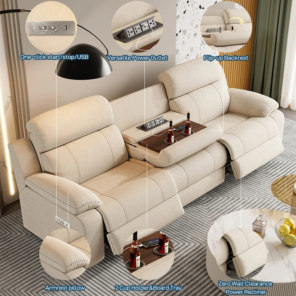Sofá de tela eléctrico multifuncional, chaise longue recta ajustable, cómodo, individual, para varias personas, mueble para el hogar