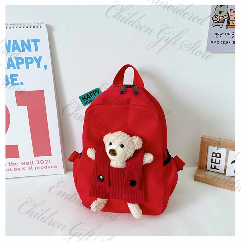 Mochila con nombre personalizado para niños, mochila bordada con dibujos animados para bebé, bolsa de libros para jardín de infantes, mochilas para salir, novedad