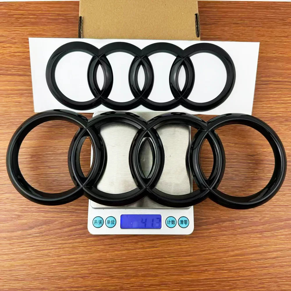 Emblema de 4 anillos con logotipo ABS para capó delantero y maletero trasero de coche para Audi A3 A4 A5 A6 A7 A1 Q2 Q3 Q5 Q7 Q8 TT Sline Quattro