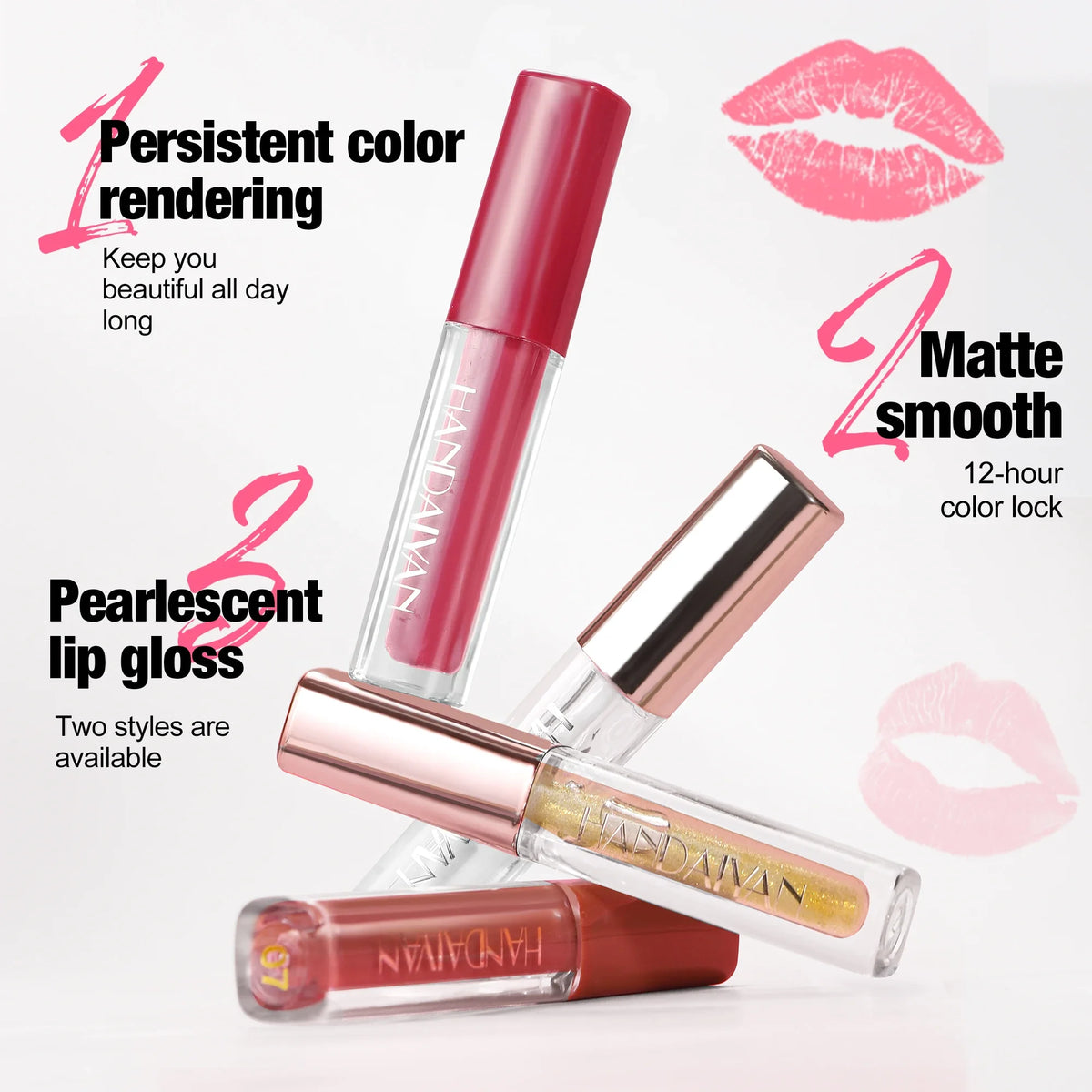 Juego de 4 Uds de brillo de labios de terciopelo, Kit de lápiz labial líquido, Color fácil, tinte de labios resistente al agua de larga duración, aceite, maquillaje antiadherente, juego de esmalte de labios