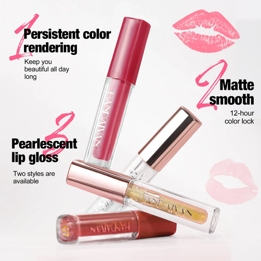 Juego de 4 Uds de brillo de labios de terciopelo, Kit de lápiz labial líquido, Color fácil, tinte de labios resistente al agua de larga duración, aceite, maquillaje antiadherente, juego de esmalte de labios