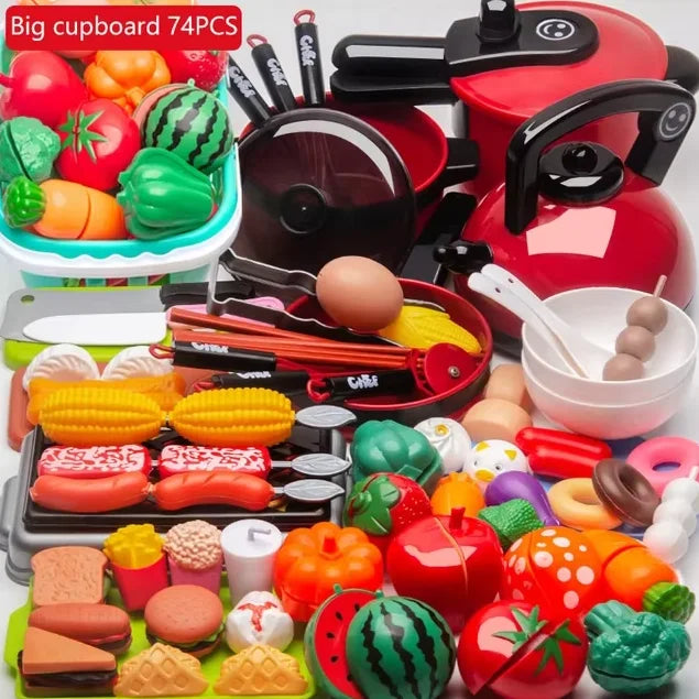 Juego de juguetes de cocina para niños y niñas, utensilios de cocina para cortar frutas, educación de simulación, juego de simulación