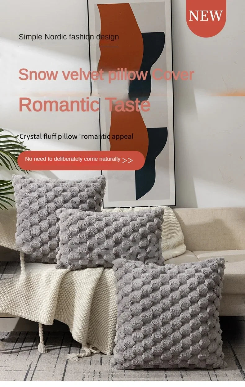 Funda de almohada tejida de terciopelo con copos de nieve, funda de almohada de Color sólido, funda de cojín de cintura suave y cómoda para sala de estar, sofá, decoración del hogar