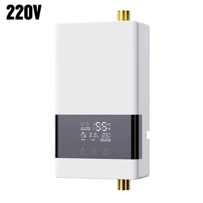 110V/220V Instant Water Heater Bathroom Kitchen Wall Mounted Electric Water Heater Hot Water Shower LCD Temperature Display