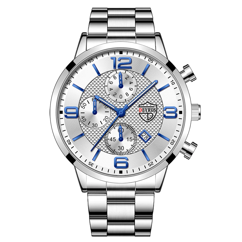 reloj hombre Relojes deportivos para hombre, pulsera de cuarzo de acero inoxidable, de lujo, informal, luminoso, de cuero