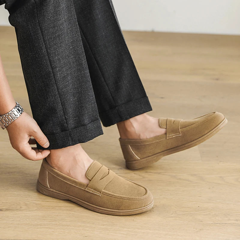 Gran oferta de mocasines sin cordones para hombre, ligeros, transpirables, cómodos, planos para exteriores, suela suave antideslizante, zapatos informales para caminar a diario