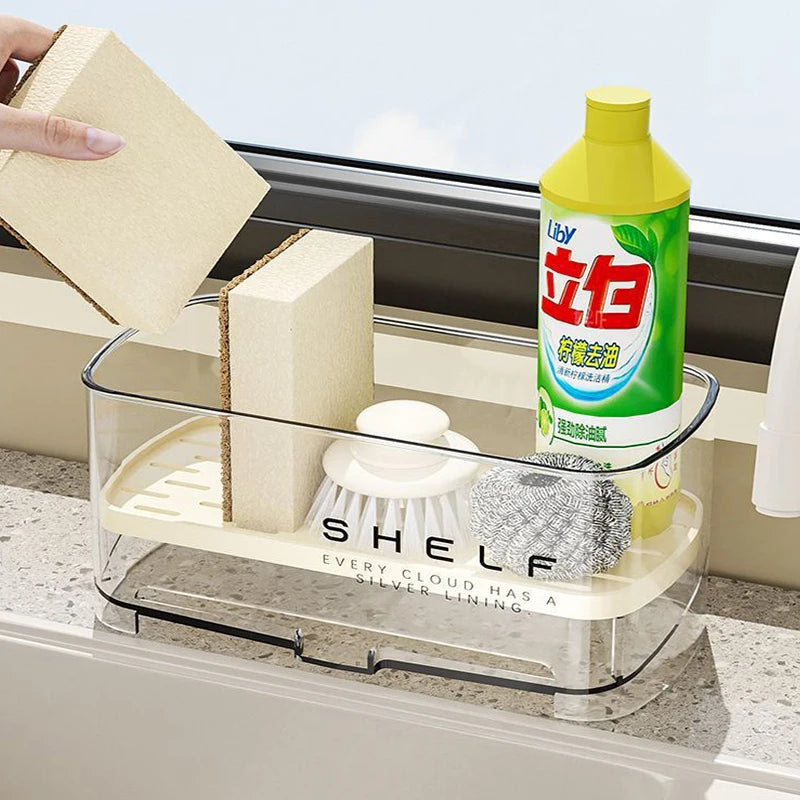 Organizador de fregadero de cocina, escurridor, estante autodrenante, soporte de esponja, grifo de paños de cocina, almacenamiento, escurridor de jabón, accesorios de cocina