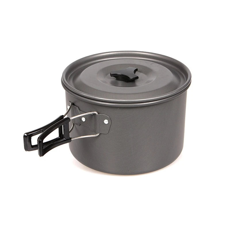 Juego de Cocina para Acampar, Juego de Utensilios de Cocina para Exteriores, Utensilios de Cocina Portátiles de Aluminio, Ollas, Tazones, Hervidores, Equipo para Picnic y Senderismo