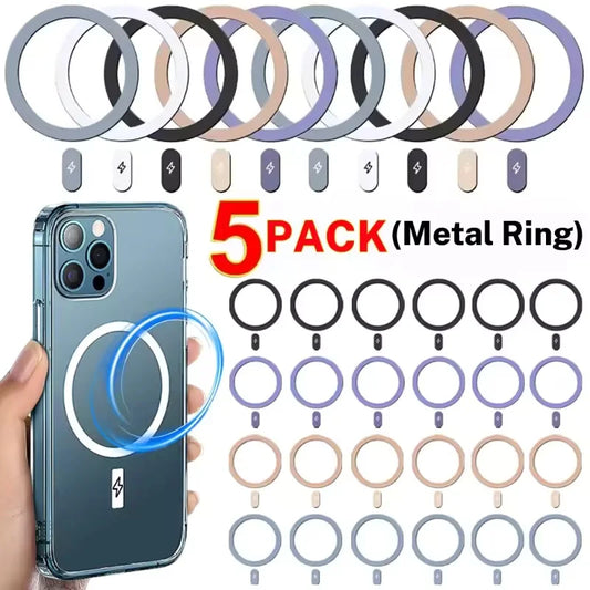 5-1 Uds Magsafe placa magnética anillo pegatina de Metal para iPhone16 15 14 teléfono móvil Lightning Magsafe pegatina para cargador de coche inalámbrico