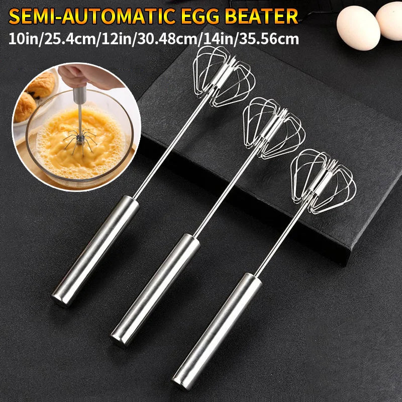 Batidor de huevos semiautomático, mezclador de huevos de crema giratorio, batidor de huevos Manual para el hogar, herramienta para hornear, herramientas de cocina